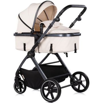 Carucior 3 in 1 pentru copii Chipolino Pearl Cashmere, transformabil, reversibil, roti cu suspensii, geanta pentru infasat, greutate admisa 22 kg