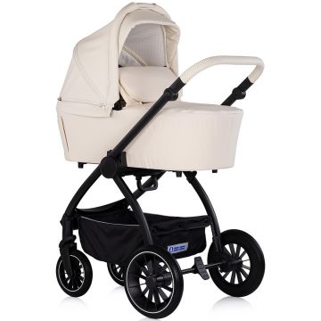 Carucior 3 in 1 pentru copii Chipolino Prestige Cashmere, reversibil, cadru din aluminiu, roti cu suspensii, greutate admisa 22 kg