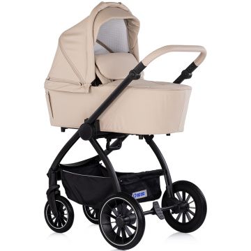 Carucior 3 in 1 pentru copii Chipolino Prestige Latte, reversibil, cadru din aluminiu, roti cu suspensii, greutate admisa 22 kg