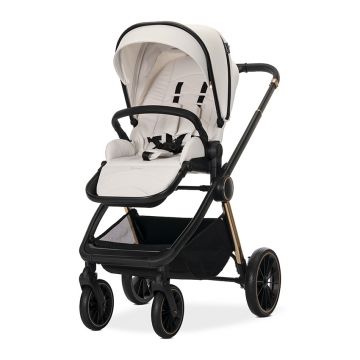 Carucior 3 in 1 pentru copii Lorelli Bianca Beige Latte, cadru usor din aluminiu, suspensii, geanta, parte sport reversibila, bara de protectie detasabila, greutate admisa 22 kg