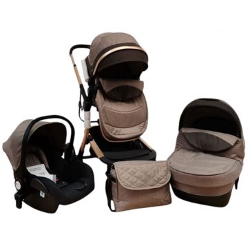 Carucior 518C Crem, 3 in 1, cu landou, carucior sport si scoica, reversibil