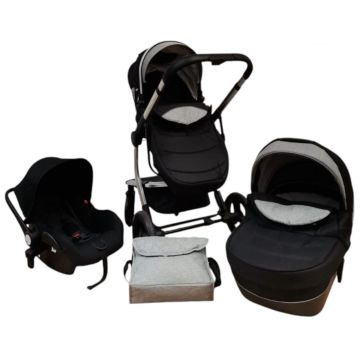 Carucior 518C Negru, 3 in 1, cu landou, carucior sport si scoica, reversibil