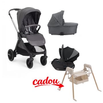 Carucior copii 3 in 1 Chicco Bellagio 2, Black Satin (negru), First Seat Recline, 0luni+