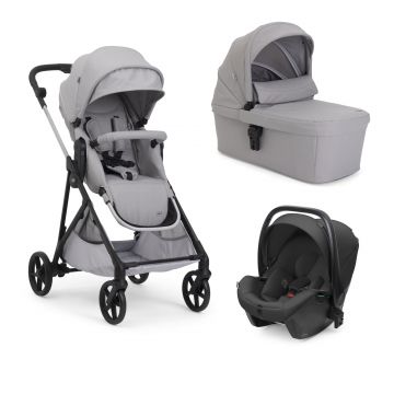 Carucior copii 3 in 1 Chicco Seety, cu scaun auto Kory Plus I-Size, Cloud (Gri), 0luni+