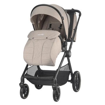 Carucior modular 4 in 1 pentru copii Coccolle Lissia Butternut Beige cu Scoica auto iSize Coccolle Knox Black si Baza isofix iSize Coccolle Knox