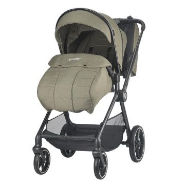 Carucior modular 4 in 1 pentru copii Coccolle Lissia Moss Green cu Scoica auto iSize Coccolle Knox Black si Baza isofix iSize Coccolle Knox
