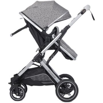 Carucior Multifunctional 2 in 1,Gri, Suspensii, Roti EVA, Maner Reversibil, Parasolar, Splendor