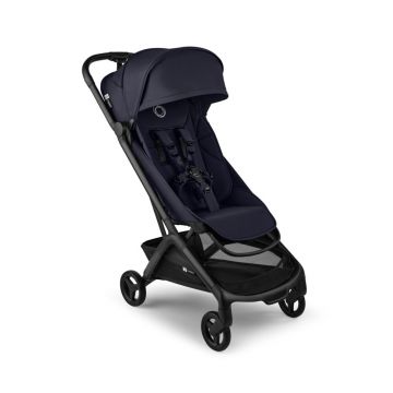 Carucior pentru copii Bugaboo Butterfly 2 Black Deep Indigo cu spatar reglabil, compatibil avion, pliere ultra-compacta, suspensii