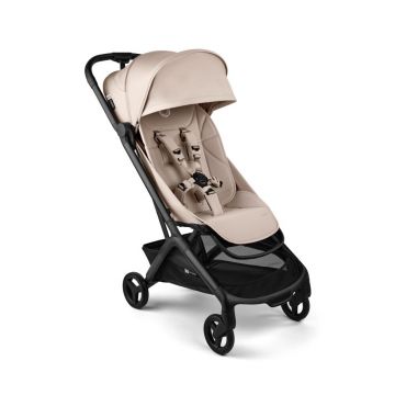 Carucior pentru copii Bugaboo Butterfly 2 Black Desert Taupe cu spatar reglabil, compatibil avion, pliere ultra-compacta, suspensii