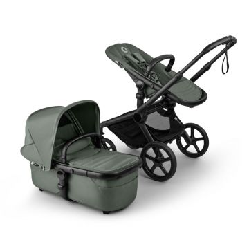 Carucior pentru copii Bugaboo Fox 5 Renew Black Forest Green 2 in 1 cu maner reglabil, reversibil, suspensii, cadru din aluminiu