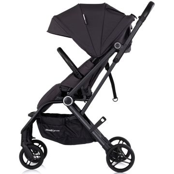 Carucior pentru copii Chipolino Go Twist Charcoal cu sezut rotativ, cadru din aluminiu, bara detasabila, suport reglabil pentru picioare, roti cu suspensii, greutate admisa 22 kg