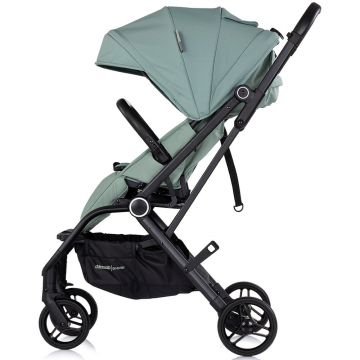 Carucior pentru copii Chipolino Go Twist Matcha cu sezut rotativ, cadru din aluminiu, bara detasabila, suport reglabil pentru picioare, roti cu suspensii, greutate admisa 22 kg
