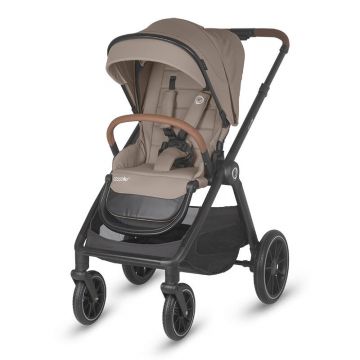 Carucior pentru copii Coccolle Aspen Sand Beige modular 4 in 1 cu scoica auto iSize Coccolle Knox Black si baza isofix iSize Coccolle Knox