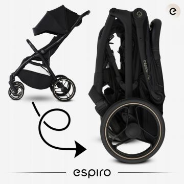 Carucior pentru copii Espiro Flow Vanilla 0-22 kg cu suspensii, suport reglabil pentru picioare, bara de protectie pivotanta, accesorii incluse