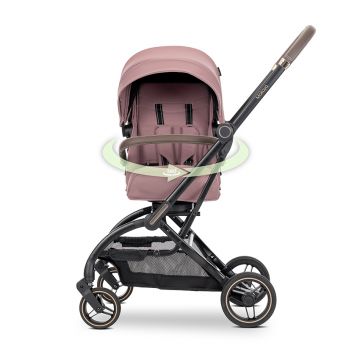 Carucior pentru copii Lorelli Makaya Pink cu scaun rotativ 360 grade, cadru din aluminiu, greutate admisa 22 kg