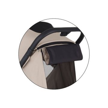 Carucior pentru copii PetiteMars Flip bej cu pliere compacta, spatar reglabil, suport picioare reglabil si copertina extensibila cu protectie UPF 50+, greutate admisa 22 kg