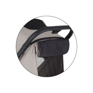 Carucior pentru copii PetiteMars Flip gri cu pliere compacta, spatar reglabil, suport picioare reglabil si copertina extensibila cu protectie UPF 50+, greutate admisa 22 kg