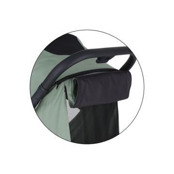 Carucior pentru copii PetiteMars Flip verde cu pliere compacta, spatar reglabil, suport picioare reglabil si copertina extensibila cu protectie UPF 50+, greutate admisa 22 kg