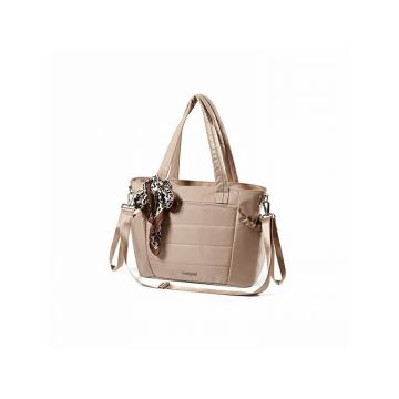 Geanta pentru mamici, BabyOno, Cami, Pentru carucior si umar, 45 x 12 x 30 cm, Saltea de infasat inclusa, Material imperbeabil, 10 buzunare, inclusiv izoterme pentru biberoane, Suport de chei, Bej