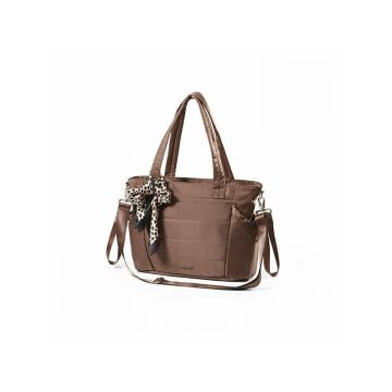 Geanta pentru mamici, BabyOno, Cami, Pentru carucior si umar, 45 x 12 x 30 cm, Saltea de infasat inclusa, Material imperbeabil, 10 buzunare, inclusiv izoterme pentru biberoane, Suport de chei, Maro