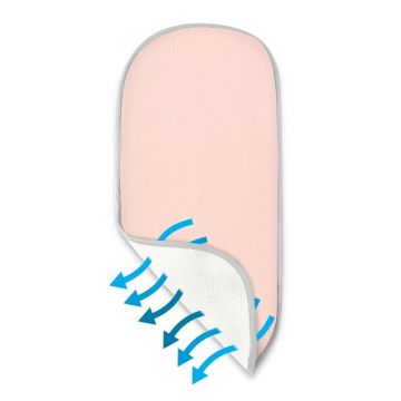 Insertie anti-transpiratie pentru landou/cosulet, Qmini, Din plasa 3D si muselina, Powder Pink