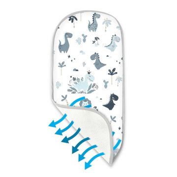 Insertie landou anti-transpiratie, MimiNu, Din plasa 3D, Materiale certificate Oeko Tex Standard 100, Dino Granat