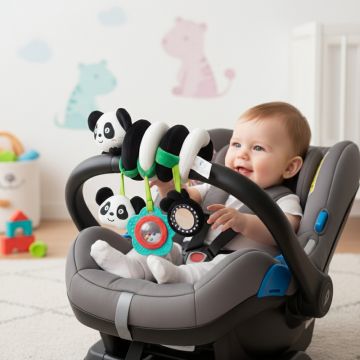 Pandantiv senzorial spiralat Bocioland Panda, cu 3 accesorii interactive incluse