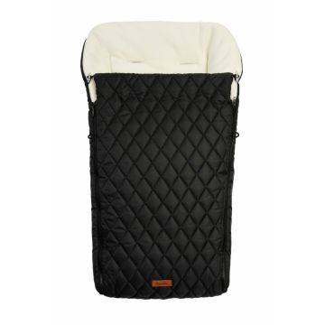 Sac de iarna Sensillo Polar Black pentru caruciorsanie,cu fermoar,material impermeabil matlasat,orificii pentru centuri de siguranta