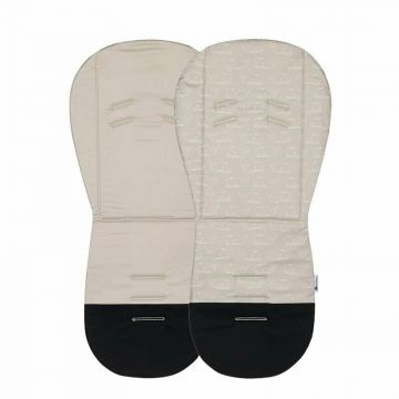 Salteluta pentru carucior, Petite&Mars, Foamy, Din spuma cu memorie, 86 x 42 cm, Reversibila, Universala, Design balenute, Bej