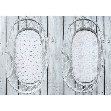 Set 2 cearsafuri cu elastic pentru landoucosulet bebe BloomPuncte Sleepee