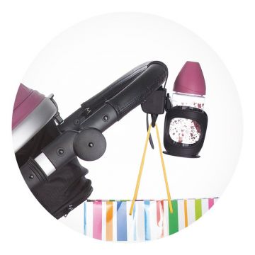 Suport universal pentru pahar si carlig de geanta pentru carucioare Chipolino black