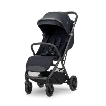 Carucior pentru copii Calista Black, pliere automata, cadru din aluminiu, spatar reglabil 3 pozitii, copertina extensibila, 0-48 luni, pana la 22 kg