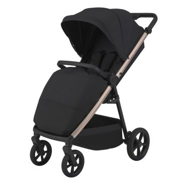 Carucior pentru copii Espiro Pearl Black 0-22 kg pliabil, cu suspensii, maner reglabil, spatar reglabil, suport pentru pahar si husa pentru picioare