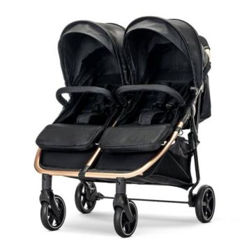 Carucior pentru gemeni, Lorelli Duo, pana la 22 kg , cadru din aluminiu, spatar reglabil pozitii multiple, geanta inclusa, Black