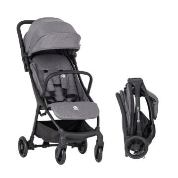 Carucior sport, Petite&Mars, Pax Ultimate, Compact - 7 kg, Spatar ajustabil, Suport picioare reglabil, Pliere tip carte, 6-36 luni, Pana la 22 kg, Gri