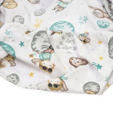 Cearceaf cu banda elastica pentru carucior copii Kerstin Little Prince, realizat din bumbac 100, dimensiune 80 x 38 cm