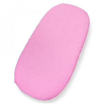 Cearceaf pentru saltea landou copii Kerstin Pink 80 x 38cm, din bumbac 100, cu elastic roata