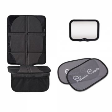 Set de calatorie Silver Cross, oglinda retrovizoare, parasolar, protectie bancheta