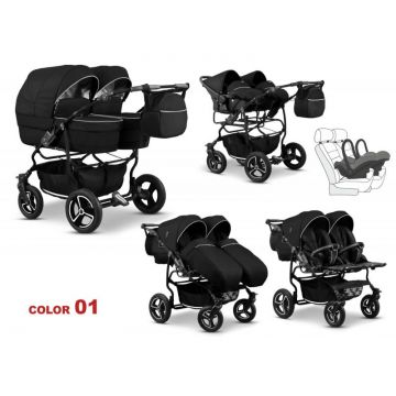 Carucior 3 in 1 pentru gemeni Mikado Twin T-01