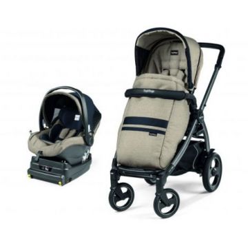 Carucior 2 in 1 Peg Perego, Book 51 S Titania i-Size (baza i-size inclusa), Luxe Ecru (sasiu + hamac + scaun auto), 0 - 22 kg