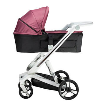 Carucior Bebumi Space Eco 3 in 1 Gabardine Pink cadru alb