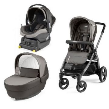 Carucior 3 In 1, Peg Perego, Book Plus S, Titania, baza i-Size inclusa, Class Grey