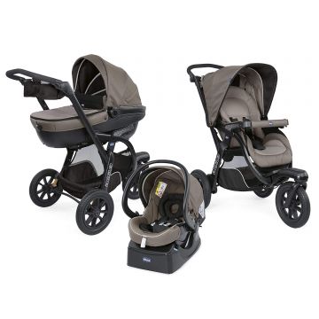 Carucior Chicco Trio Activ3, Car Kit, 0+luni, Dark Beige