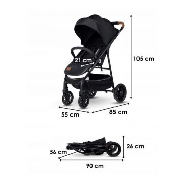 Carucioare sport Zoey cadru din aluminiu negru Lionelo