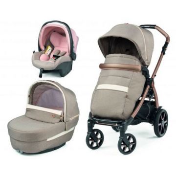 Carucior 3 in 1 Peg Perego Book, Primoviaggio SL, 0 - 22 kg, Mon Amour, Bej   Roz