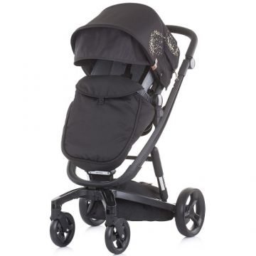 Carucior 3 in 1 Electra Chipolino Gold cu Cadru Negru, include Partea Sport, Landoul si Cosuletul Auto