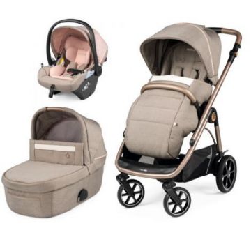 Carucior 3 in 1 Peg Perego Veloce, Lounge, 0 - 22 kg, Mon Amour, Bej Roz