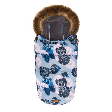 Sac de iarna cu guler blanita detasabil pentru carucior grey floral 100x50 cm Fillikid