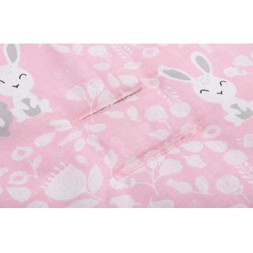 Saltea suplimentara pentru carucior 100 bumbac Sensillo Minky Iepurasi roz Saltea suplimentara pentru carucior 100 bumbac Sensillo Minky Iepurasi roz