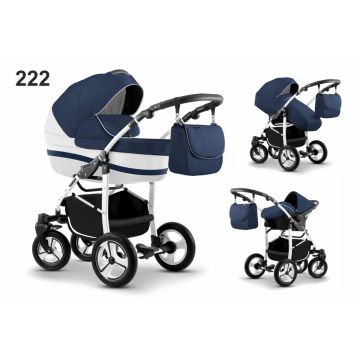 Carucior Mikado City Star S-Line 3 in 1 culoare 222 AlbastruAlb